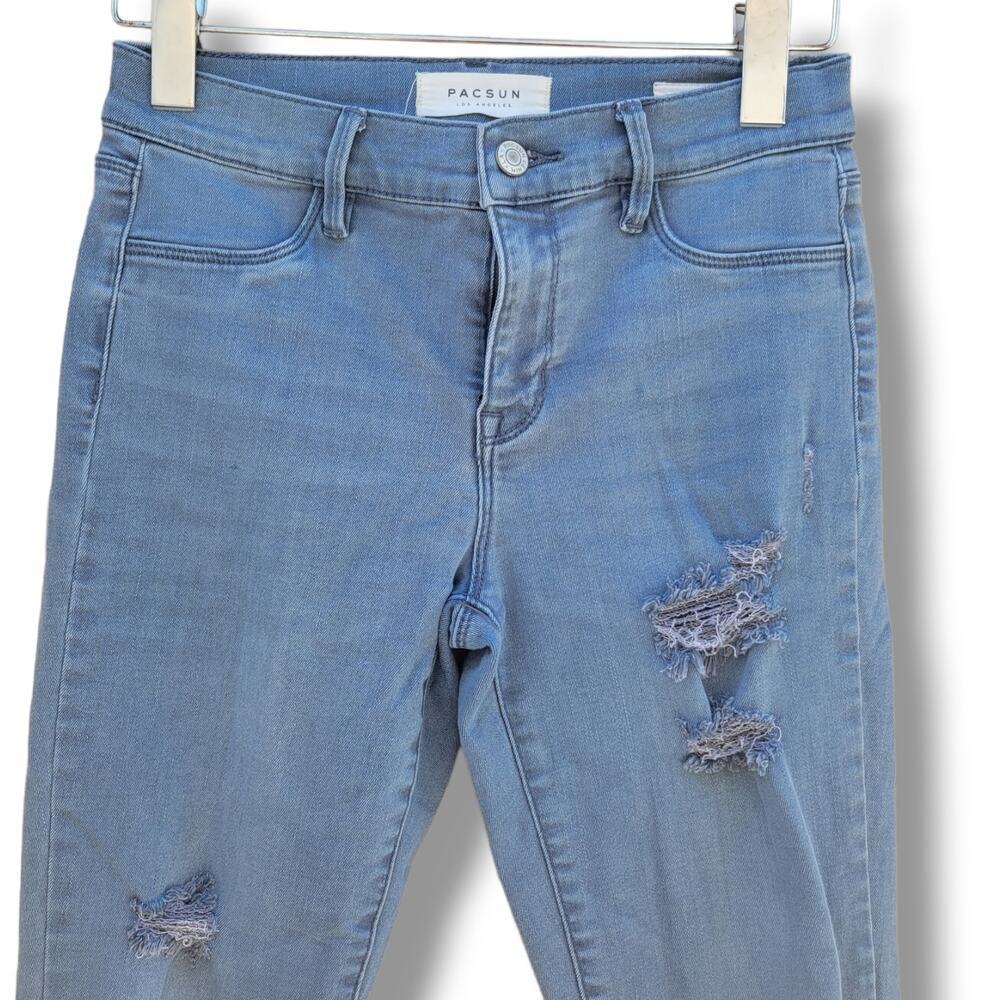 PacSun Los Angeles Women’s Distressed Super Stretch Skinny Jeggings – Size 25 - Picture 2 of 9